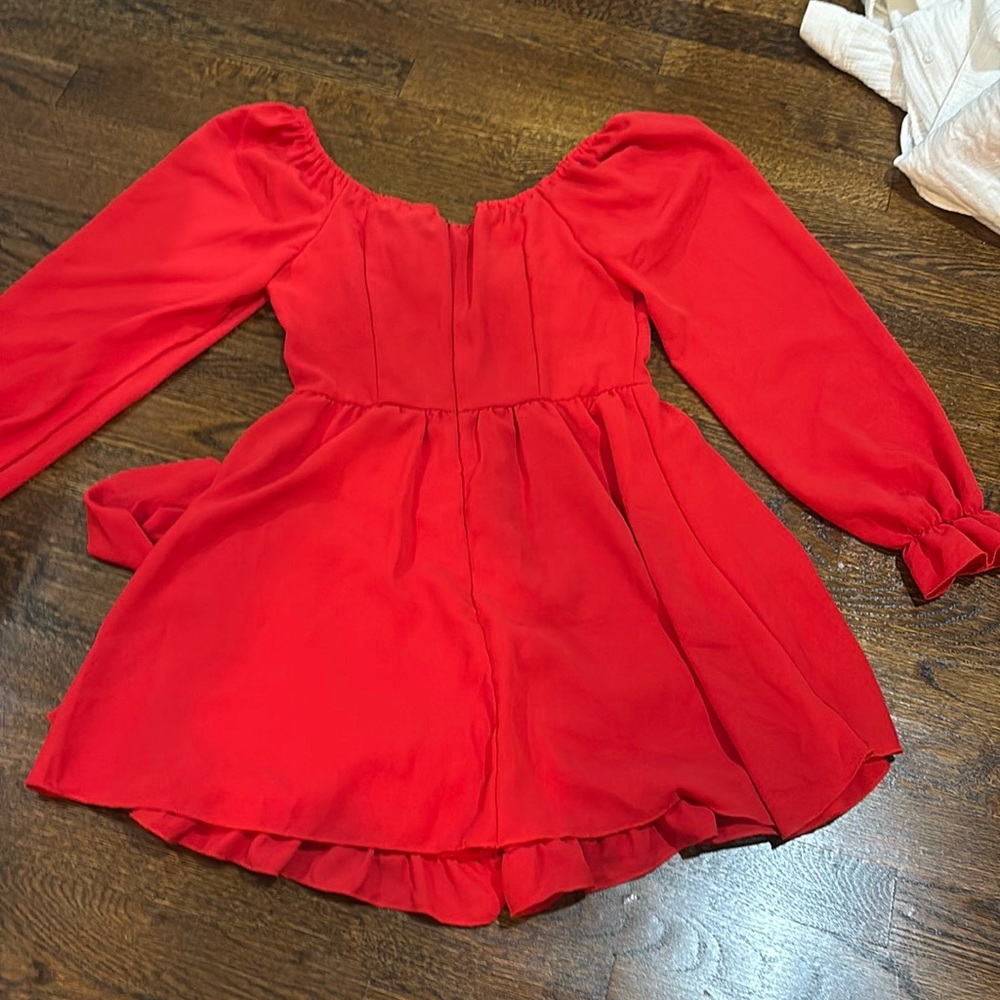 red romper dress (skort under dress) - Picture 5 of 7